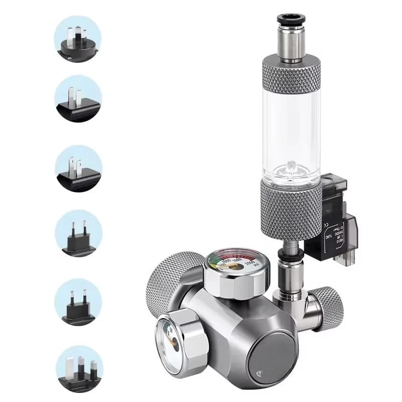 Magnetic Solenoid Check Valve CO2 Regulator Kit with Reactor Generator Set Metal Plastic Fish Tank Accessories