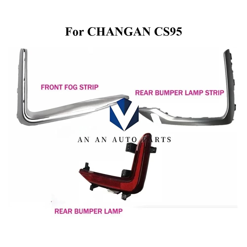 Original Rear Bumper Light Front Rear Fog Lamp Silver Strip Decoration for CHANGAN CS95 2021-2023 Models