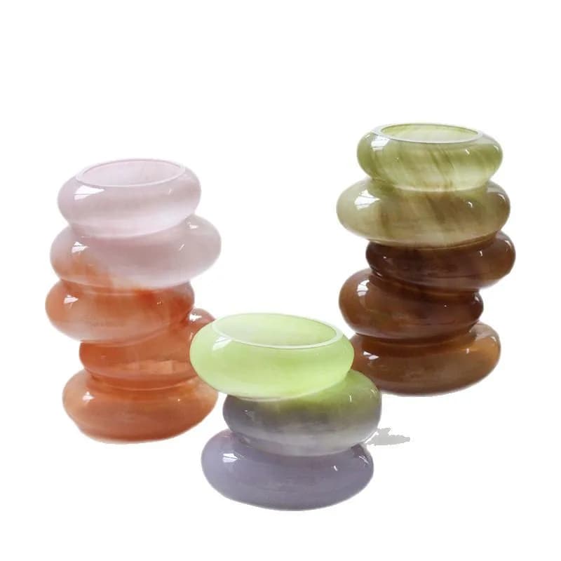 Candy color gradual change glass vase creative flowers desktop caterpillar vase