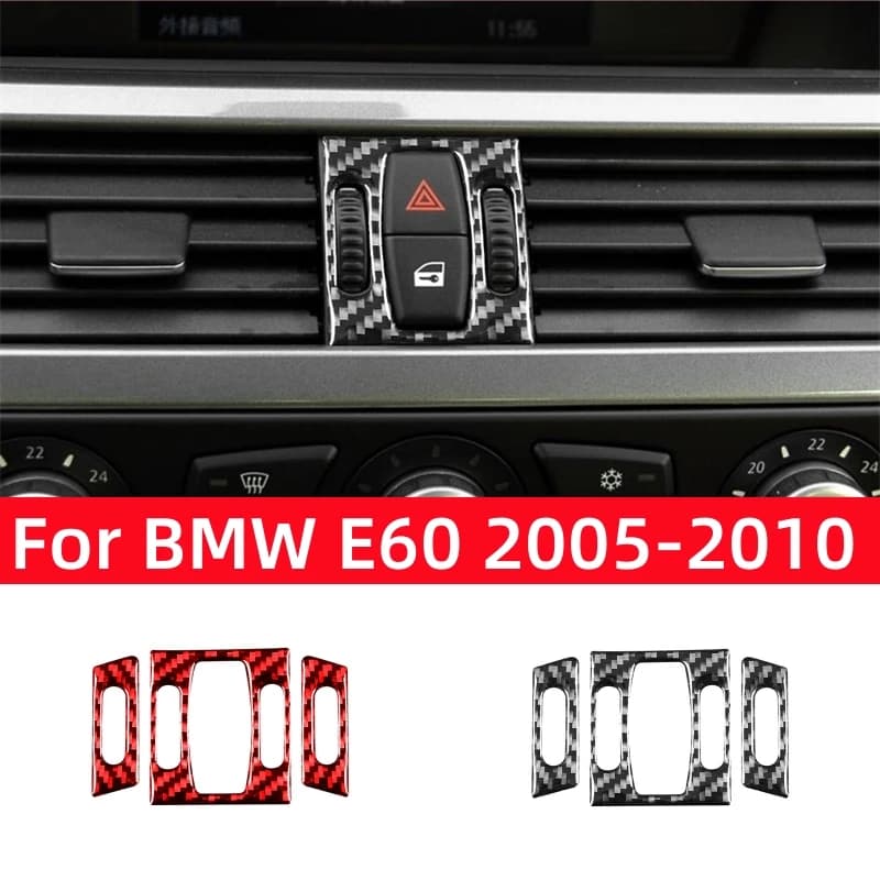 For BMW 5 Series E60 2004-2010 Accessories Carbon Fiber Interior Car Air Outlet Air Volume Adjustment Button Trim Frame Stickers