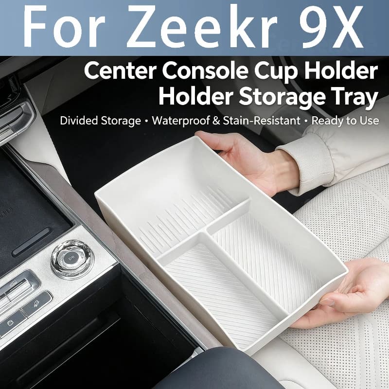 For Zeekr 9X Center Console Storage Box with Silicone Pad Partition for Interior Modification Accessories and Supplies