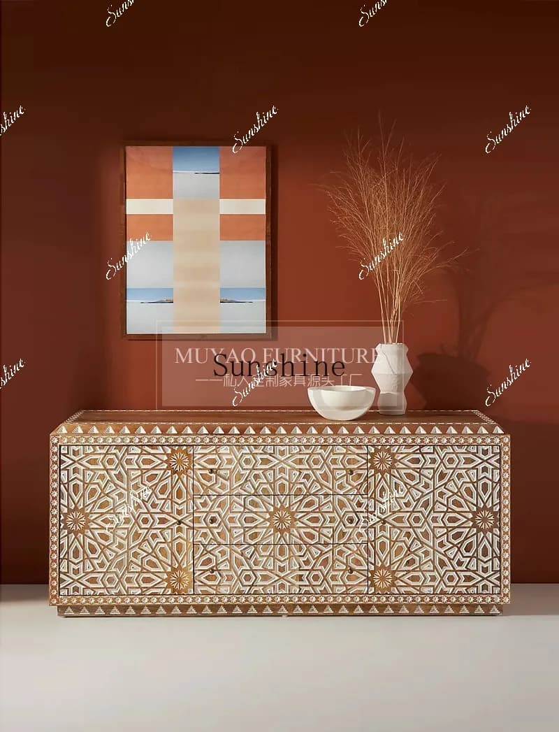 French retro all-solid wood dining edge decorative entrance cabinet design entrance hall  FT