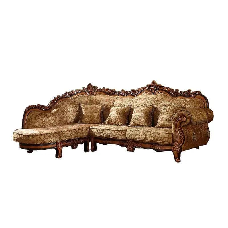 LMM European fabric corner sofa combination American solid wood living room retro luxury small apartment