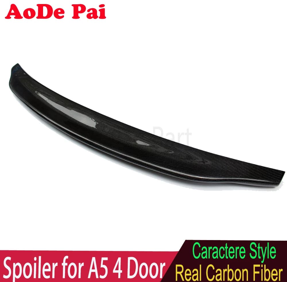 Real Carbon Fiber Rear Boot Trunk Wings Spoiler Ducktail For Audi A5 4 Door 2009-2016 Caractere Style