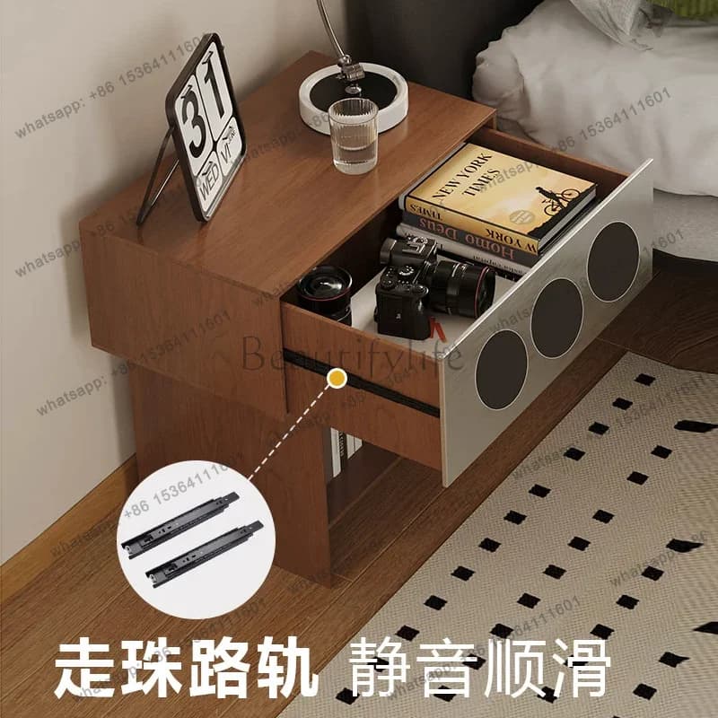HJ Solid wood bedside table in the ancient style edge a few creative small bedroom stainless steel sofa bedside cabinet