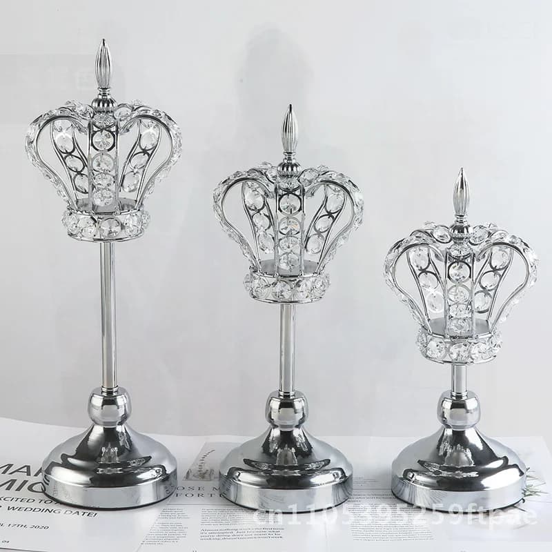 European-Style Metal Crystal Candlestick Romantic Dinner Atmosphere Arrangement Wedding Prop Home Furnishing Crystal Candle