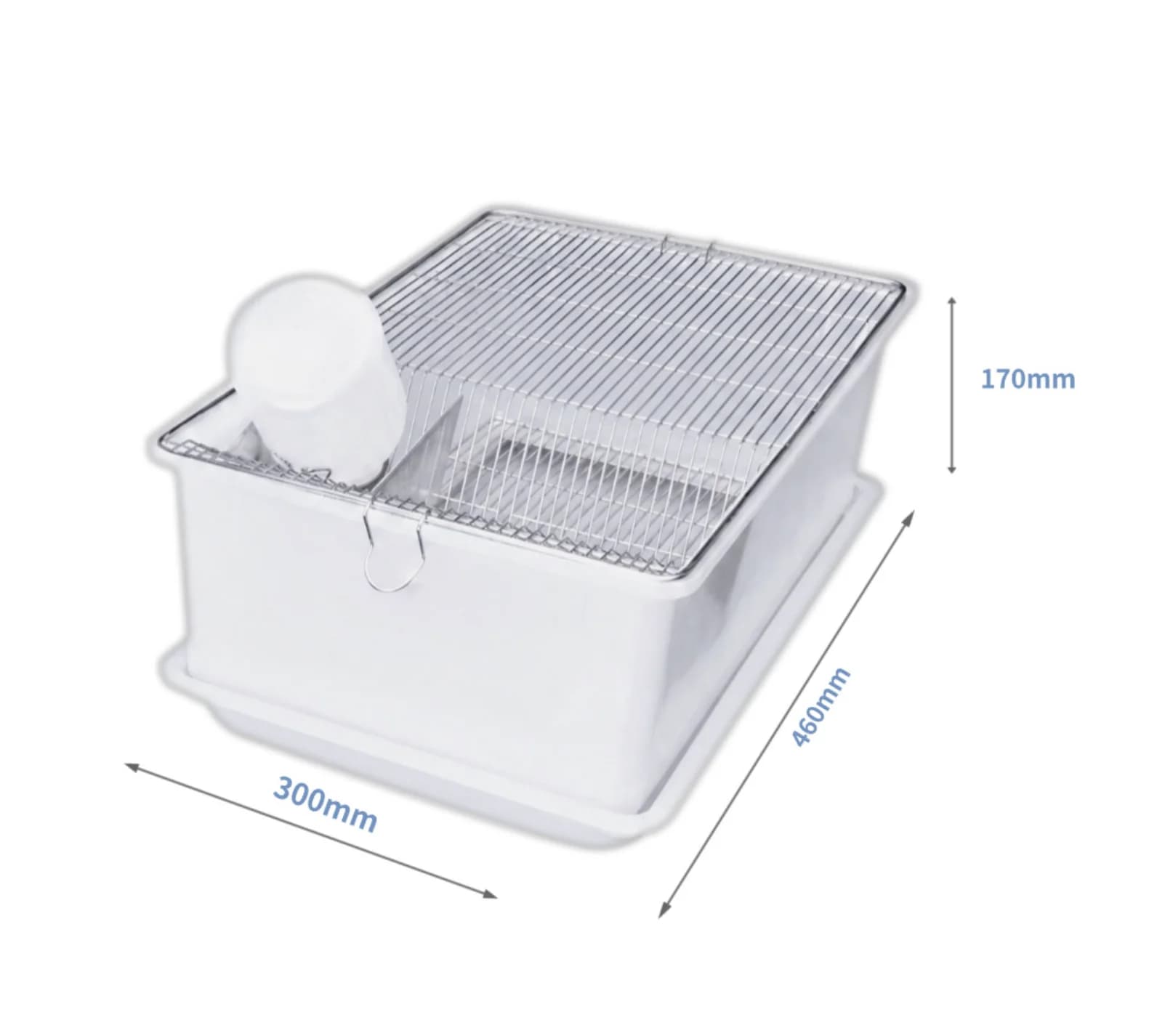 304 Stainless Steel Rodent Breeding Cage Removable Tray 500ml Leak-Proof Bottle for Rats Mice Rabbits 464x300x160mm
