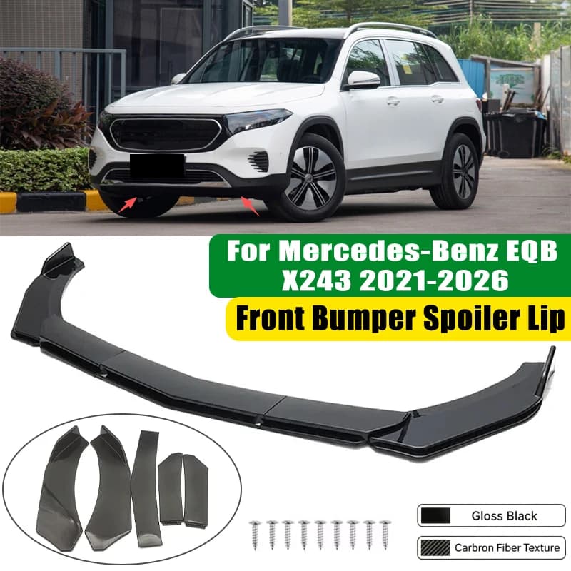 For Mercedes-Benz EQB X243 2021-2026 5Pcs ABS Car Front Bumper Lip Spoiler Splitter Body Kit Canard Tuning Accessories