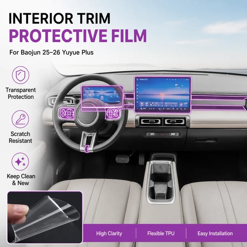 For Baojun 25-26 Yuyue Plus Gear Shift Interior Trim Sticker Car Accessories TPU Transparent Protective Film
