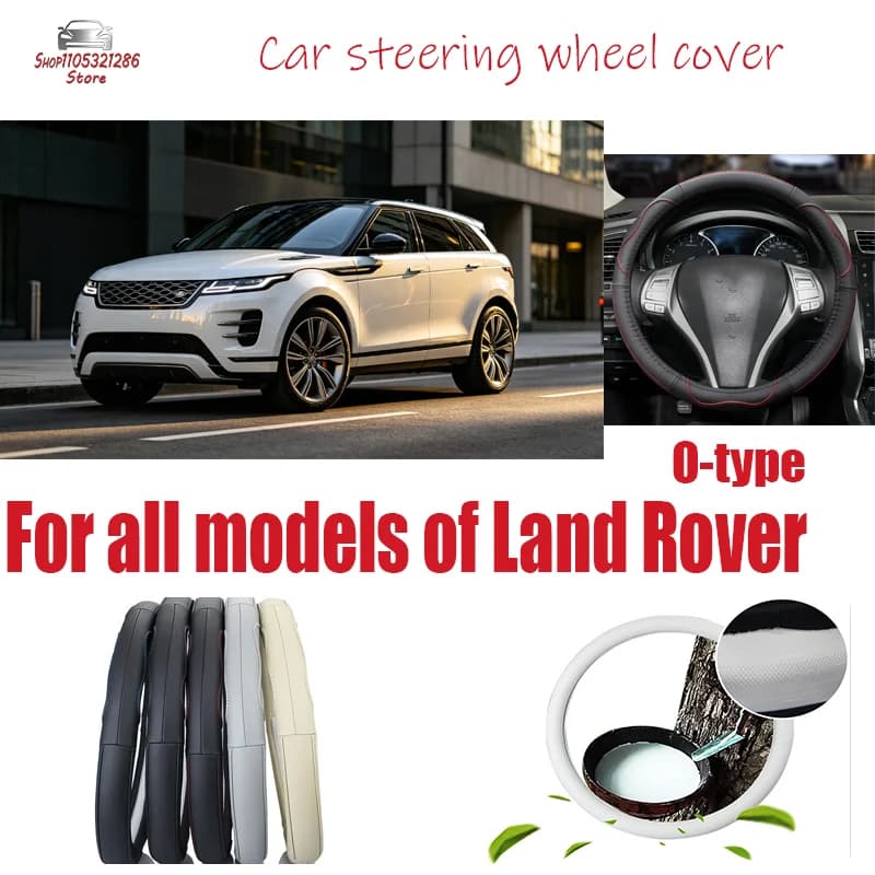 For Land Rover Four season universal leather steering wheel cover, circular anti slip car handlebar cover steering wheel cover