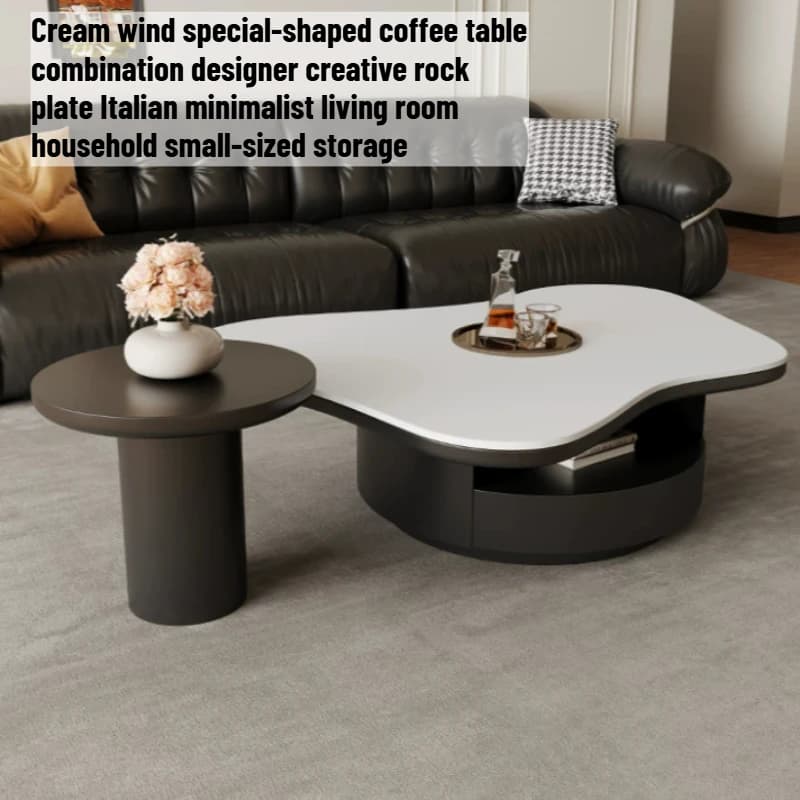 Italian Basses Coffee Tables Storage Floor Black White Coffee Tables Farmhouse Irregular Muebles Para Salas Home Furniture
