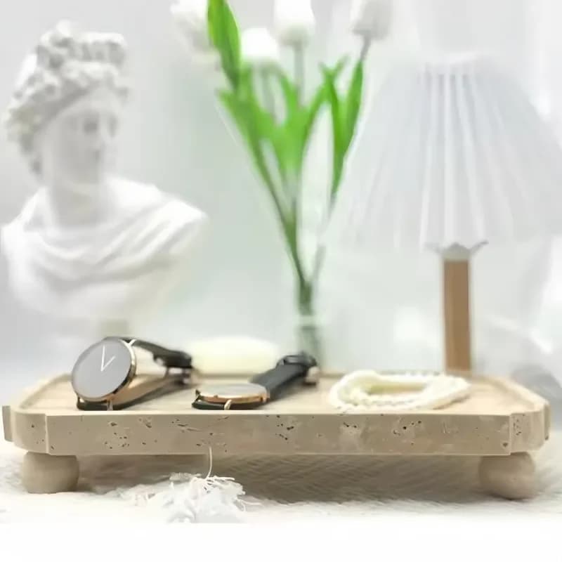 SAIDKOCC Home Decoration Wedding Banquet Beige Small Tray Art Design Round Foot Wholesale Price Accepting Customization