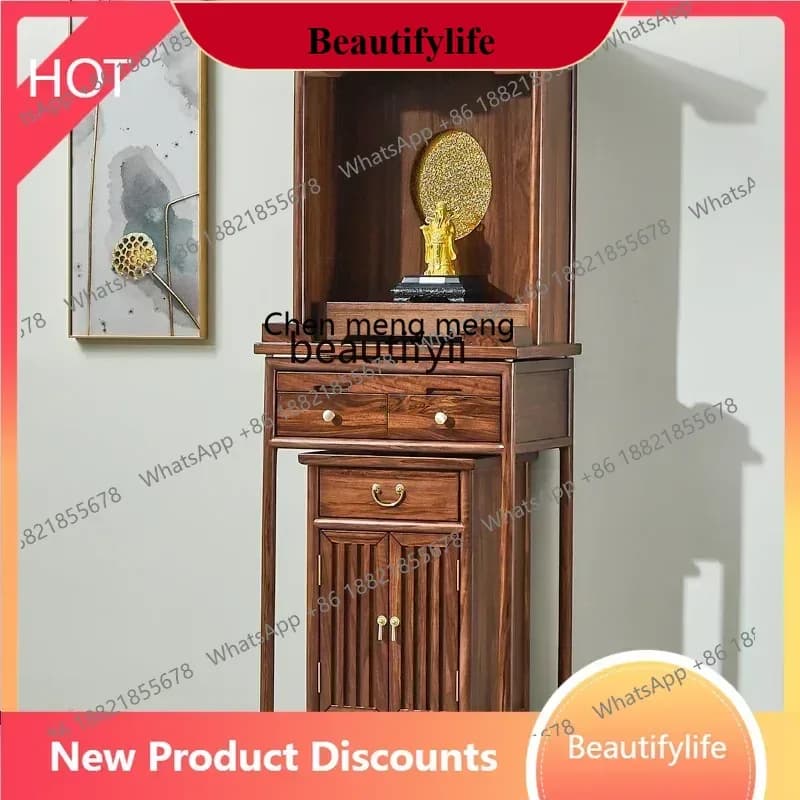 D178  Solid wood Buddhist cabinet, table three-piece God of Wealth cabinet, household shrine altar cabinet, Chinese style