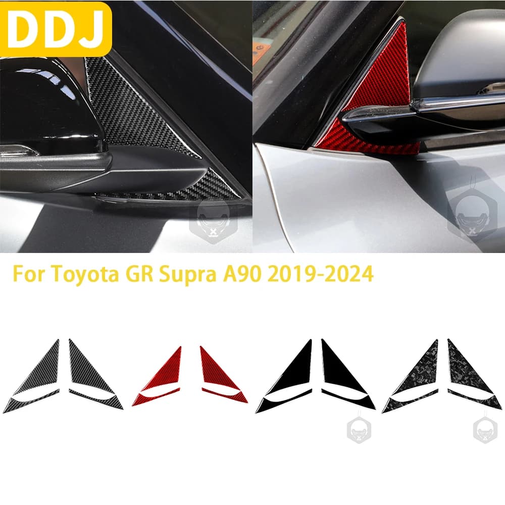 For Toyota GR Supra A90 A91 MK5 2019-2024 Accessories Carbon Fiber Car Exterior Rear View Mirror Pillar Trim Sticker