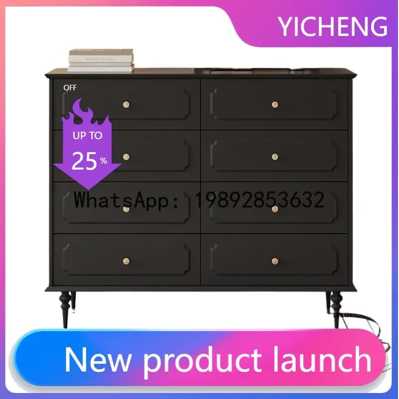 LYY  American retro bedroom eight-bucket cabinet, bedside locker, antique living room storage side cabinet