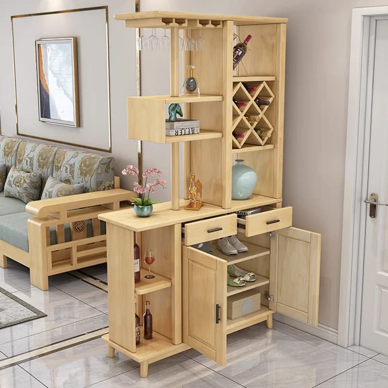YJQ  entrance partition cabinet Chinese double-sided solid wood shoe cabinet Household  cabinet against the wall screen