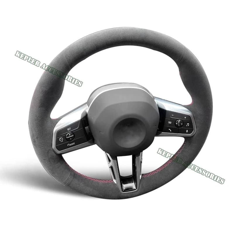 Alcantara Steering Wheel Cover Genuine Leather Red Thread Car Accessoires Specifically For BMW X1 U11 2023-2024 X2 U10 2023-2024