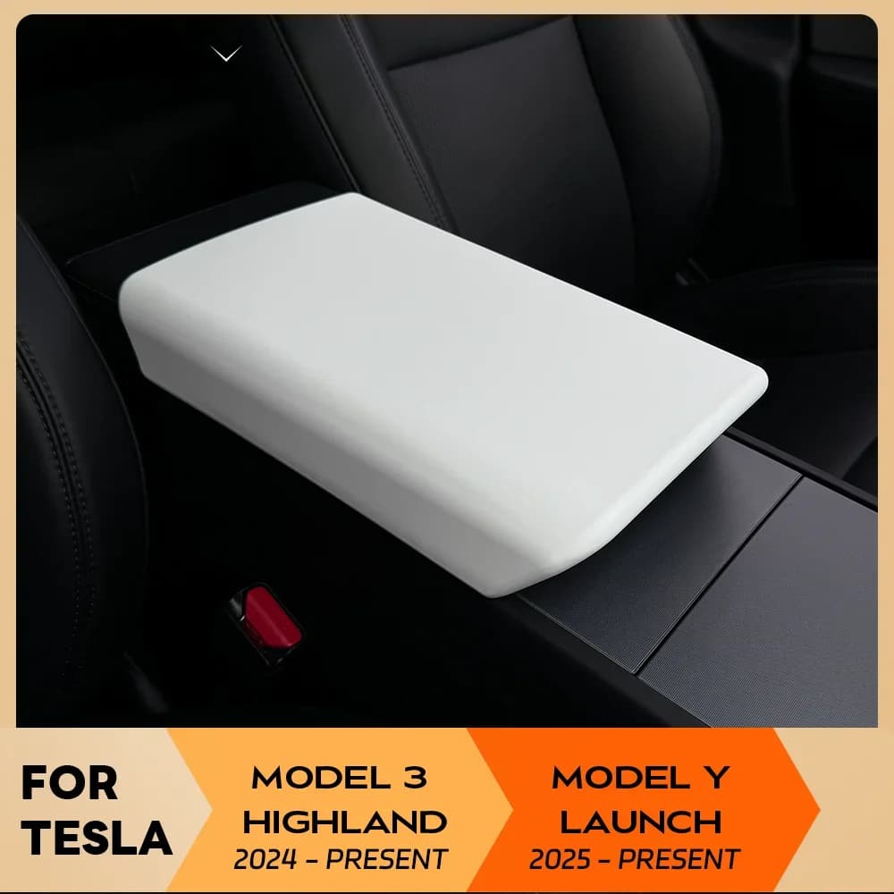 For Tesla Model Y Juniper 2025 Model 3 Highland 2024 TPE Soft Case Center Console Arm Rest Lid Armrest Cover Accessories