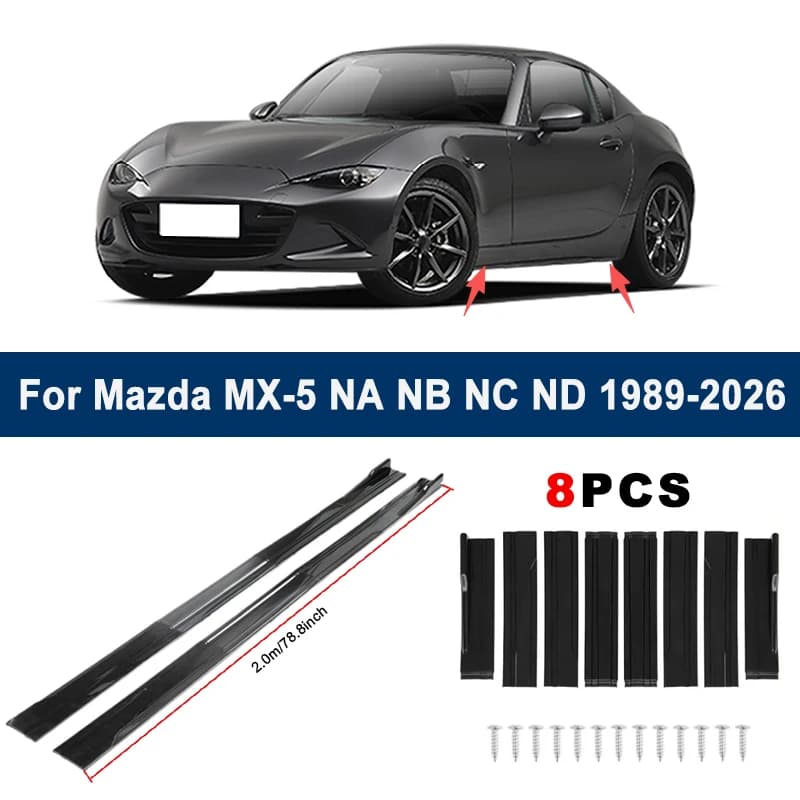 2m Sectional Side Skirt Extension Lips For Mazda MX-5 NA NB NC ND 1989-2026 - Racing Side Spoiler Car Modified Body Kit