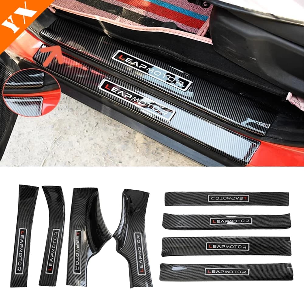 2024 2025 2026 For Leapmotor T03 accessories Plastic Carbon Car Door Sill, Welcome Pedal, Car Rear Guard, Trunk Guard