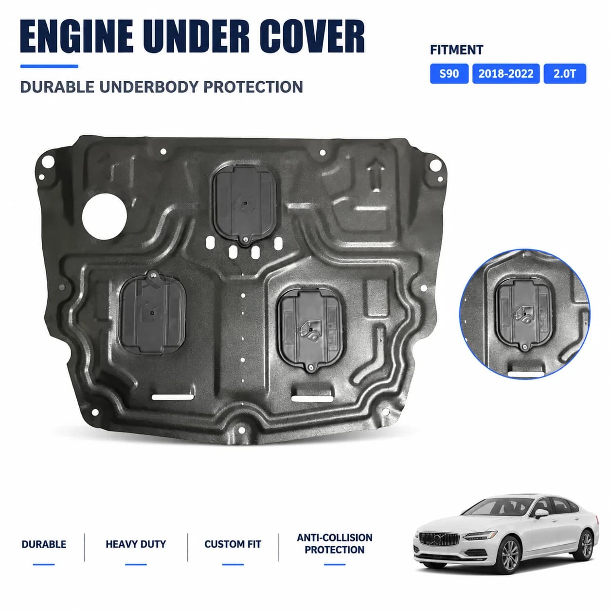 Custom Fit Underbody Protection For Volvo S90 2018-2022 2.0T Heavy Duty Anti Collision Design Secure Fitment Daily Driving