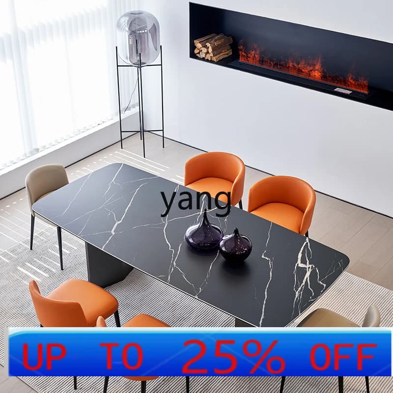 CX  square rock slab dining table living room home light luxury modern simple Italian minimalist dining table