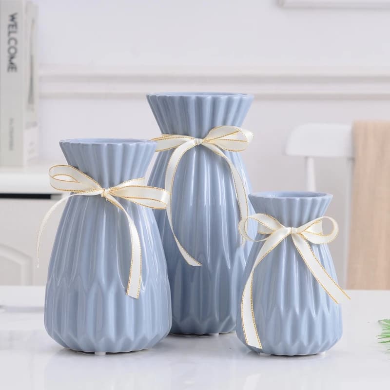 LH simple modern white porcelain pink origami ceramic vase home modern simple ornament