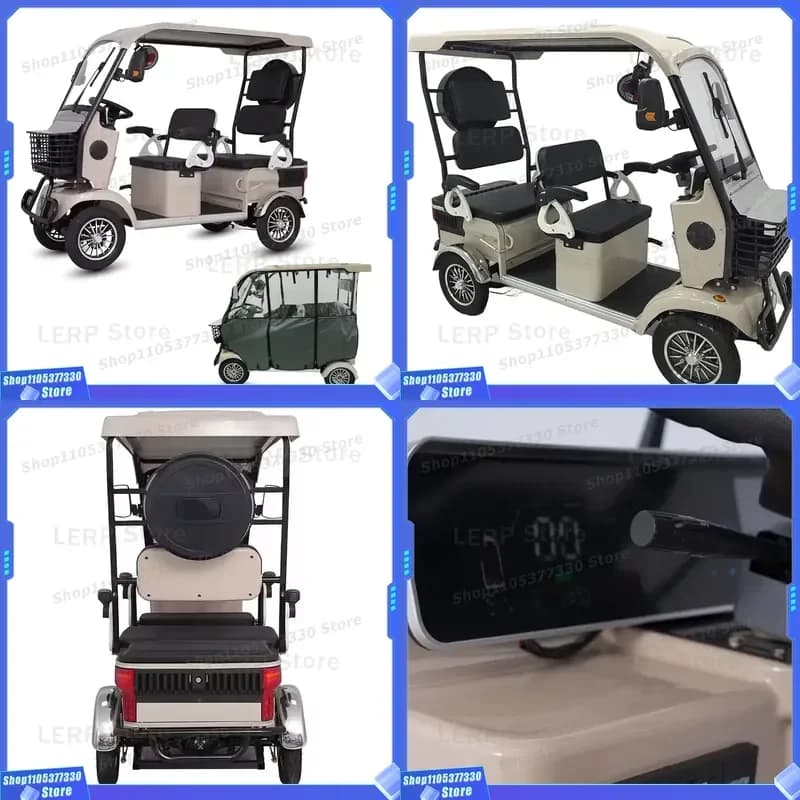 800W Electric Golf Cart 4 Seater Scooter 750kg Payload 30-50kmh Speed With Canopy Multi Purpose Utility Vehicle For Outdoor 4