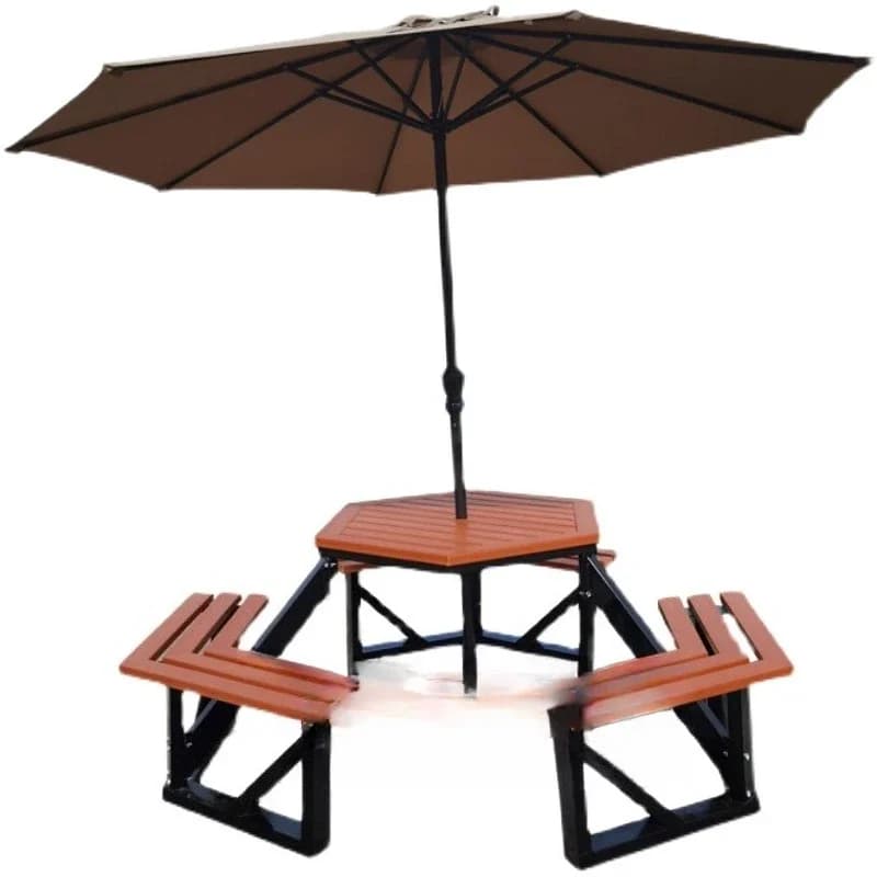 Outdoor tables and chairs, casual hexagonal sets of tables, solid wood square tables, community chessboards