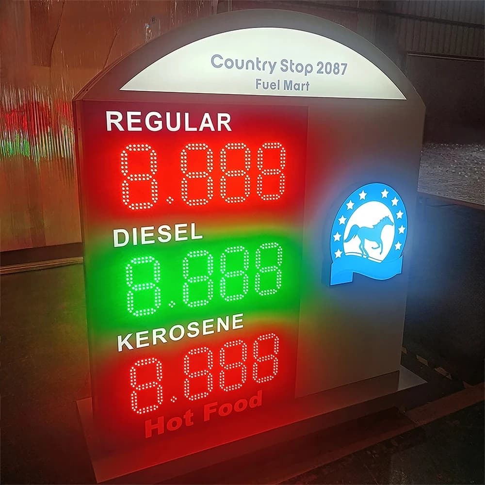 Outdoor Petrol Advertising Pylon Sign Road Gas Station Custom Led Pylon Price Sign
