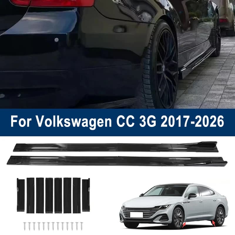 For Volkswagen CC 3G 2017-2026 2018 Car Side Skirt Splitters Extended Side Spoiler Sport Body Kit Bumper Lip Modified Parts 8Pcs