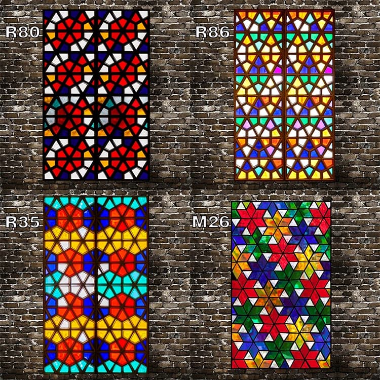 European Style Retro Church Glass Film Translucent Stained Glass Sticker Opaque Privacy Window Film Balcony UV-Proof Protection