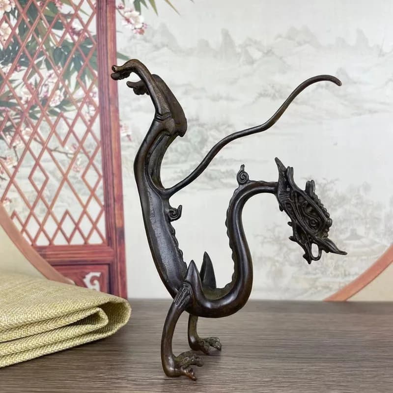 Antique-style bronze dragon ornaments for living room and office desktop, zodiac dragon decorations, home accessories, antique-s