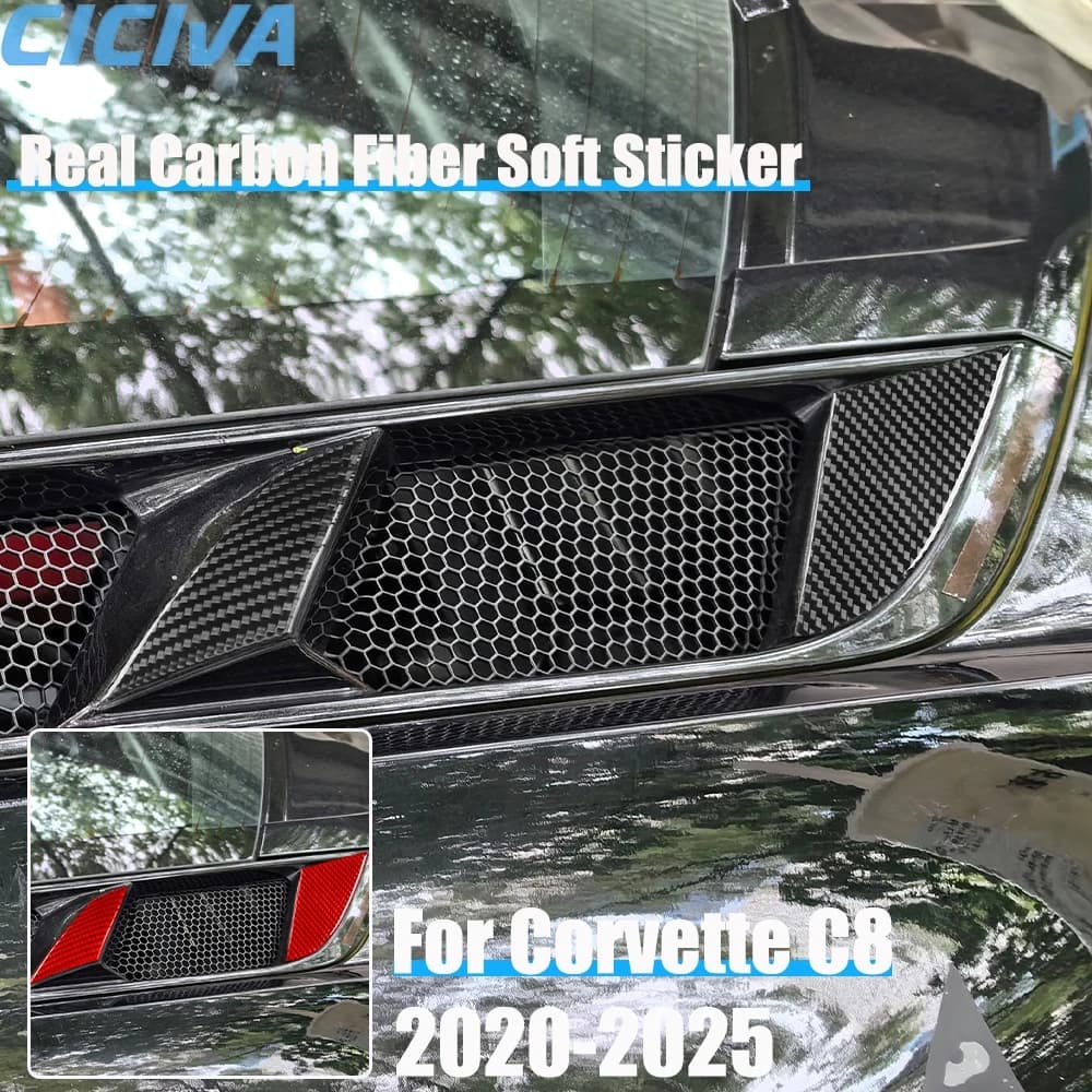 Real Carbon Fiber Car Accessories Engine Intake Panel Cover Soft Sticker For Chevrolet Corvette C8 2020 2021 2022 2023 2024 2025