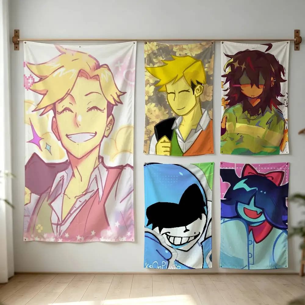 C-Cute Full Face Icon Deltarune Flag Digital Printing Banner for Garage Wall Out Door Decoration