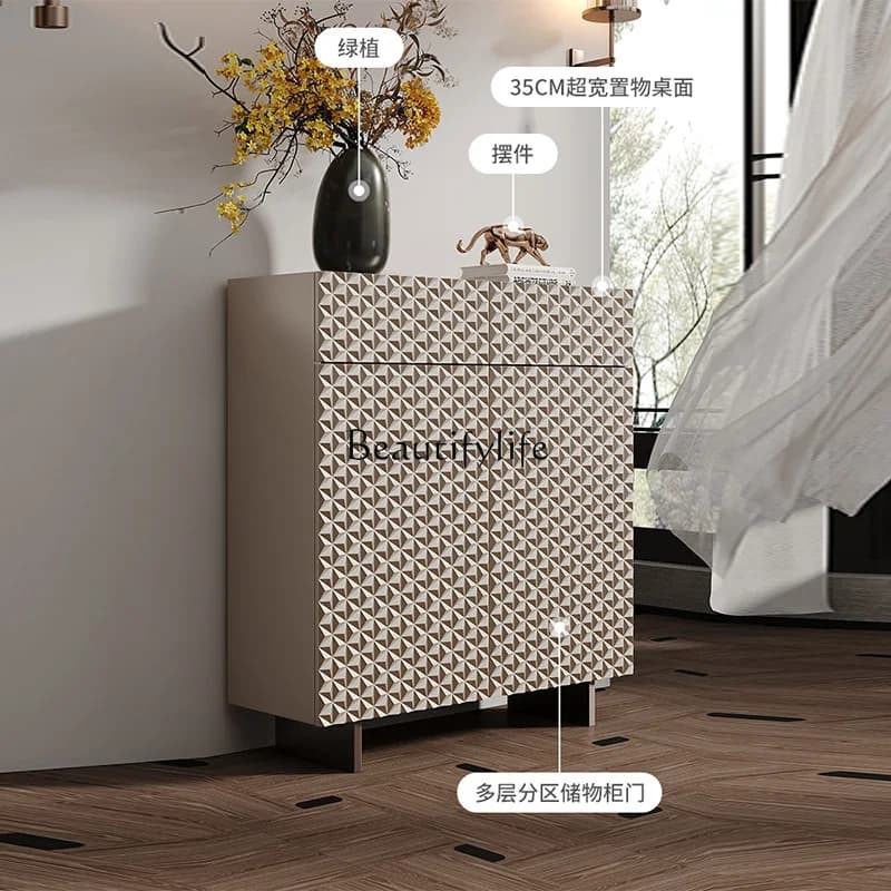03.American light luxury home living room wall locker modern simple storage cabinet bedroom bedside cabinet