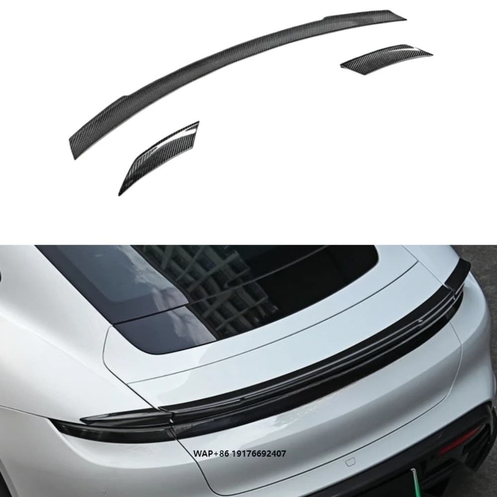 Upgraded PK Style Dry Carbon Fiber Rear Spoiler Body Kit, Rear Spoiler Light Car Kit Suitable for Taycan