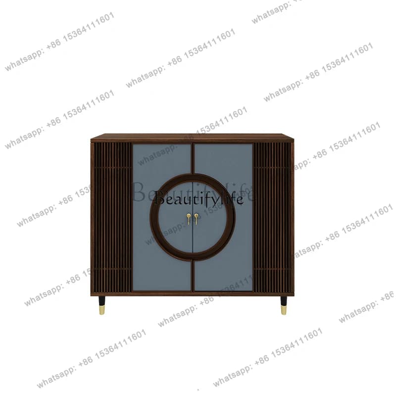 56New Chinese Minimalist Sideboard Cabinet Solid Wood Home Living Room Entrance Storage Creative Tea Cabinet