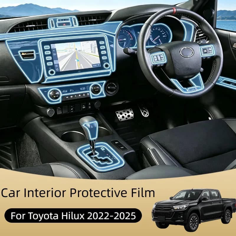 For Toyota Hilux 2022 2023 2024 2025 Interior Film Transparent TPU Gear Panel GPS Center Console PPF Protection Anti-Scratch