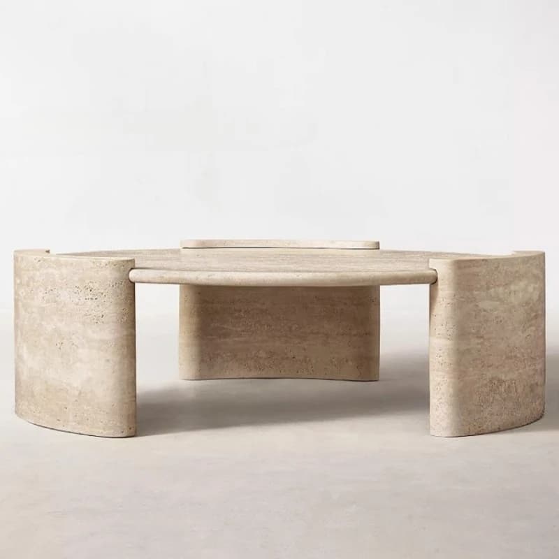 Round living room cave stone coffee table model room low table multi-functional coffee table