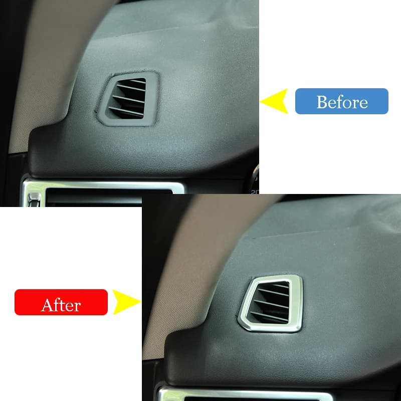 2 Pcs For Land Rover Discovery Sport 2015 2016 2017 Car Accessories ABS Chrome Dashboard AC Outlet Vent Cover Trim Sticker