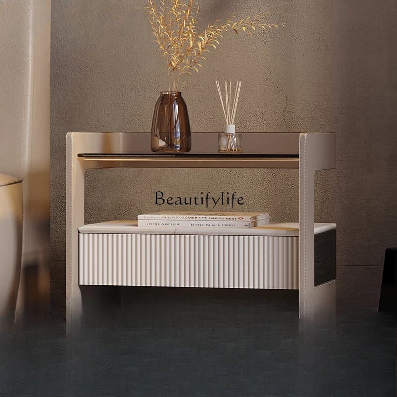 **Italian minimalist bedside bedroom modern smart wireless charging bedside cabinet