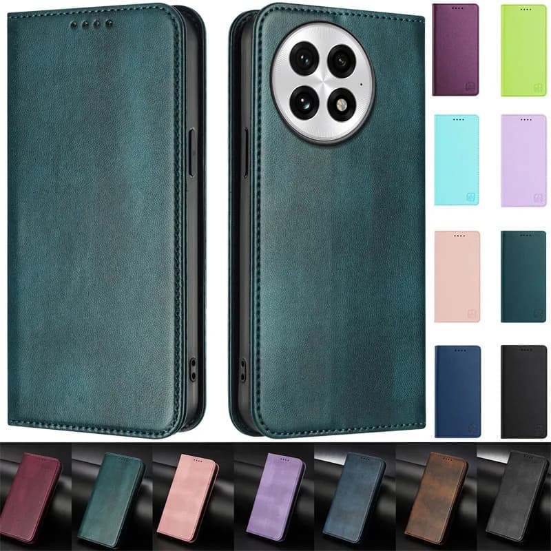 1+13/13R Coque Magnetic Case for OnePlus 13R 13 12 12R 11 11R Fundas Leather Stand Wallet Case for OnePlus 13 Phone Back Cover