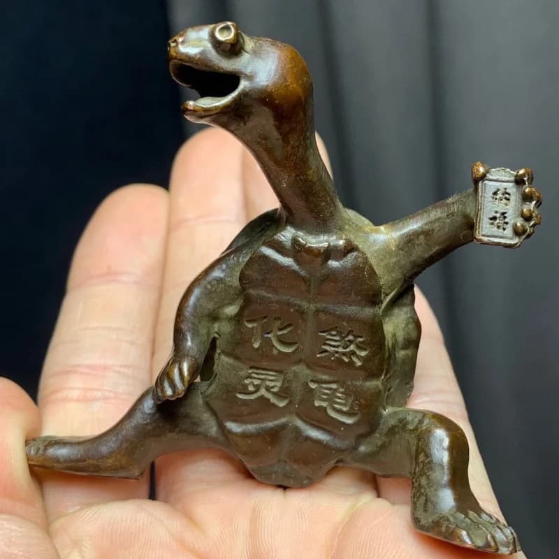 Solid copper-colored ornament, small turtle , pet, hand-held piece, tea table and entranceway decoration, d
