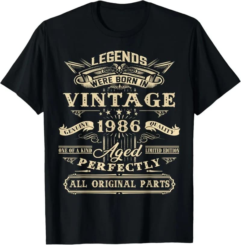 40th Birthday Gift for Legends Born 1986 40 Yrs Vintage T-Shirt Funny Birthday Present 1986 Funny Tees Trendy Shirt Clothing