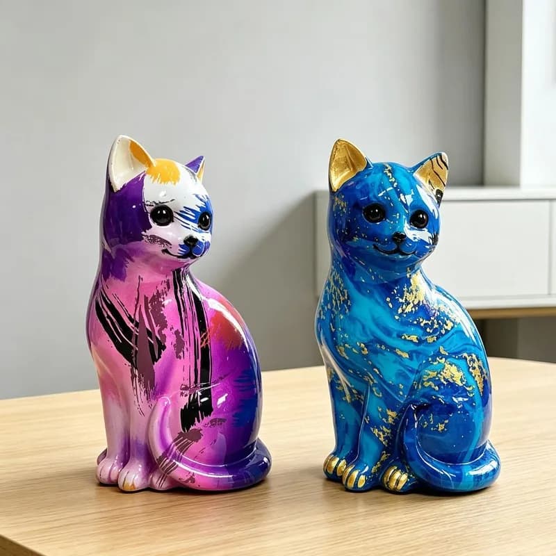 Creative Graffiti Cat Decoration Painted Cat Kitten Home Banquet Entrance Home Decoration Statue Bedroom Desktop Decoration