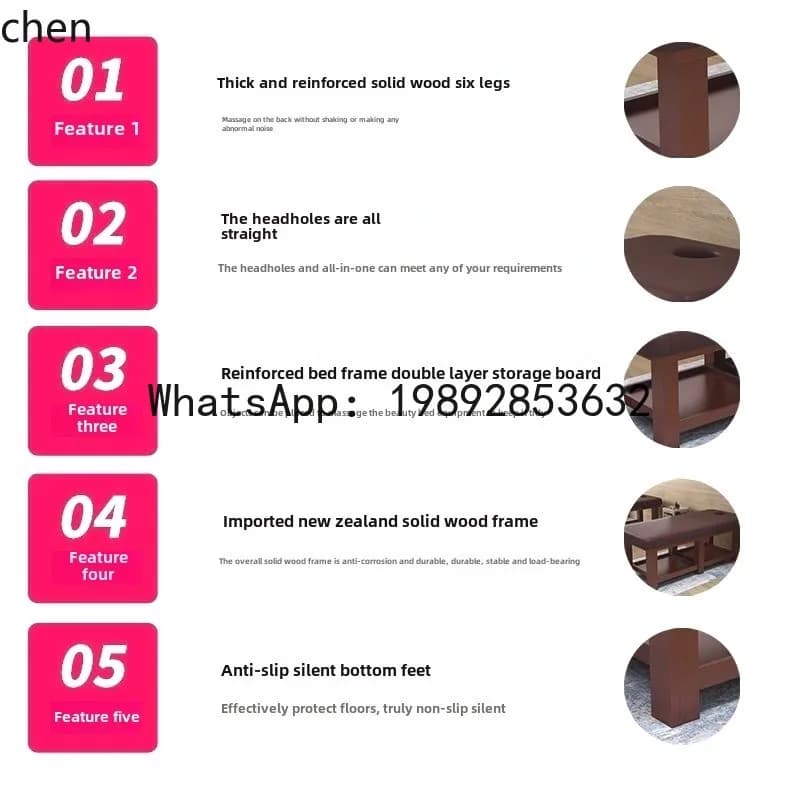Solid wood beauty treatment bed massage multi-functional ear picking body tattoo embroidery with holes