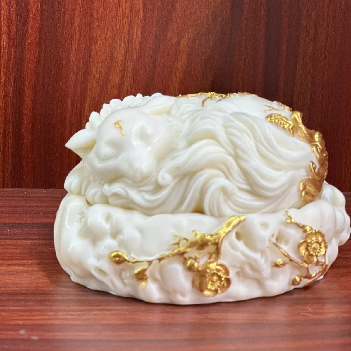 Ivory Nut Carved Plum Blossom Nine‑Tailed Fox Incense Burner 11.5*10.8*6.3cm Home Office Aroma Furnace Craft Ornament