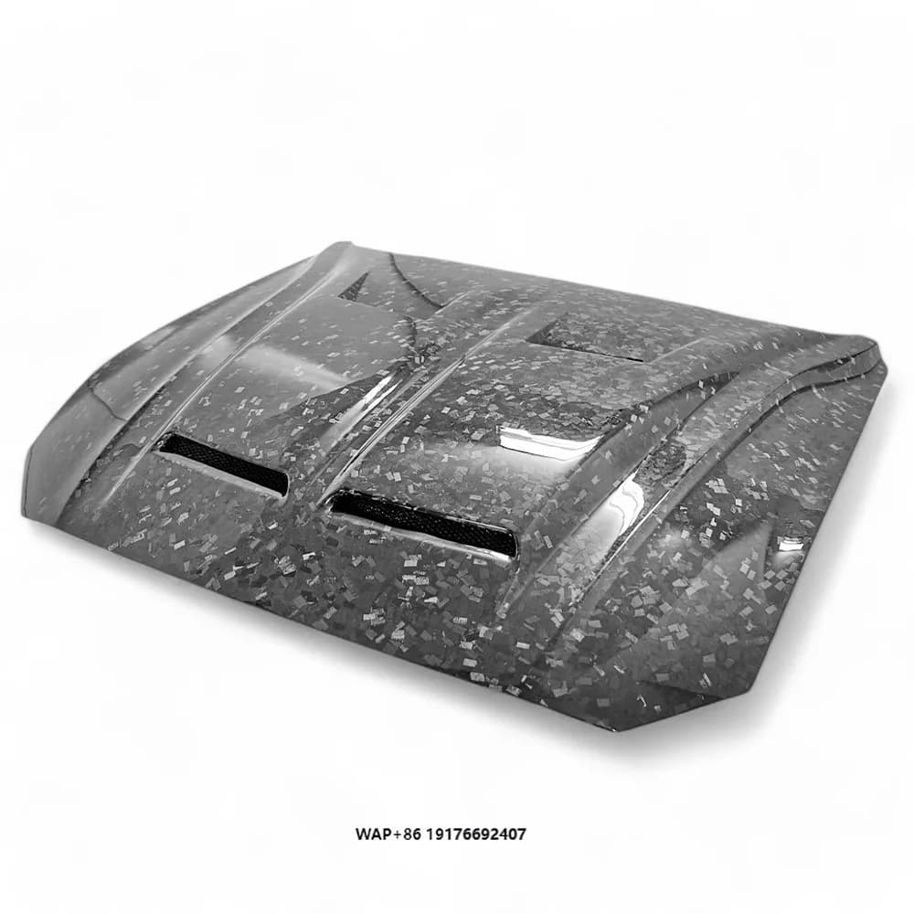 New Super Snake Style Forged Carbon Fiber Front Bonnet Engine Hood for Mustang S550 EcoBoost GT Black