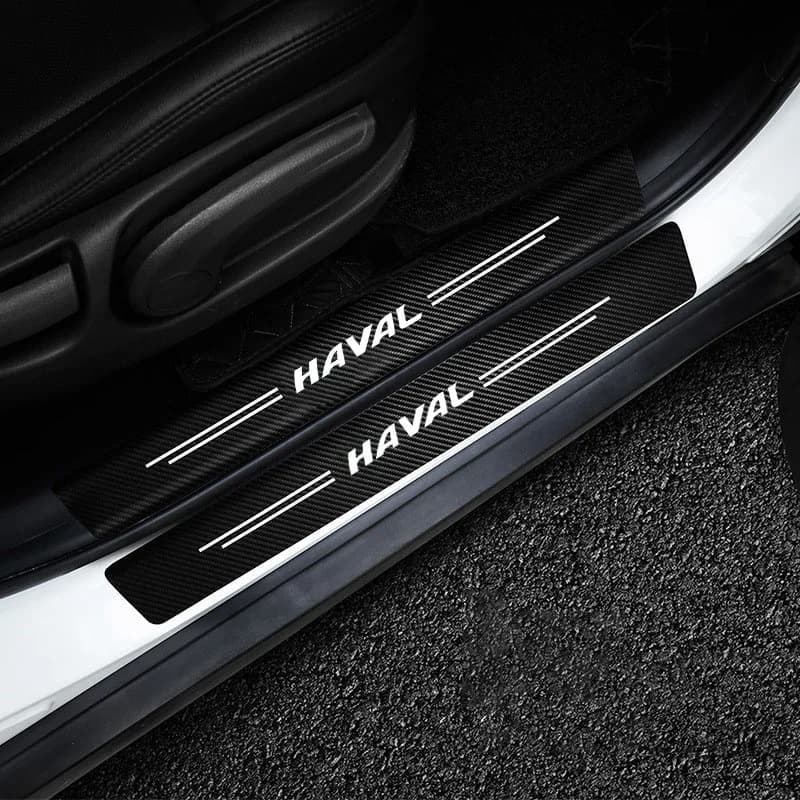 4Pcs 5Pcs Carbon Fiber Auto Door Sill Threshold Protector Stickers Anti-Scratch Decals for Haval H6 Jolion Dargo M6 F7 F7X